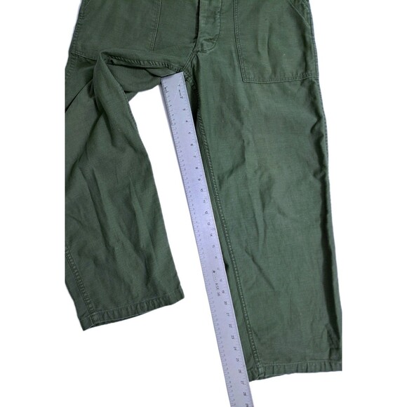 VINTAGE US Army Pants 32x29 Green OG 107 Trouser Cotton Sateen Button RARE - Picture 11 of 11